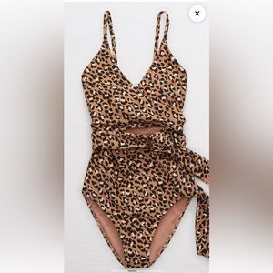 Aerie Leopard Wrap One Piece Swimsuit XL